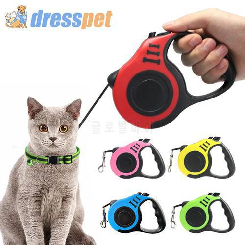 3/5M Retractable Cat Leash Durable Flexible Dog Leash Lead Pet Cat Traction Rope Leashes Tool For Small Medium Pet Supplies