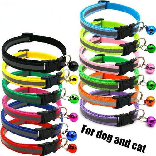 Cute Adjustable Kitten Dog Bell Collar Reflective Personalized Collar Safety Pet Products Cat Collar With Bell ошейник для собак