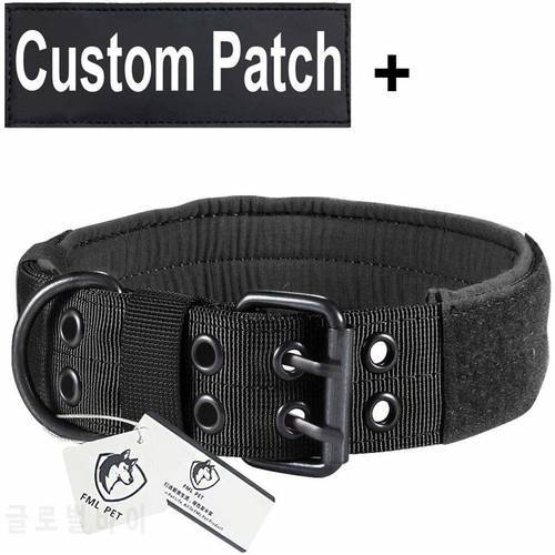 FML Pet Military Tactical Necklace Nylon Adjustable Personalized Dog Collar for Service Dogs Custom Patches Id Tag Training