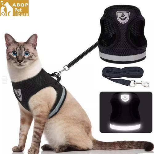 Breathable Cat Harness And Leash Pet Clothes Kitten Puppy Dogs Escape Proof Vest Adjustable Easy Control Reflective Cat Harness