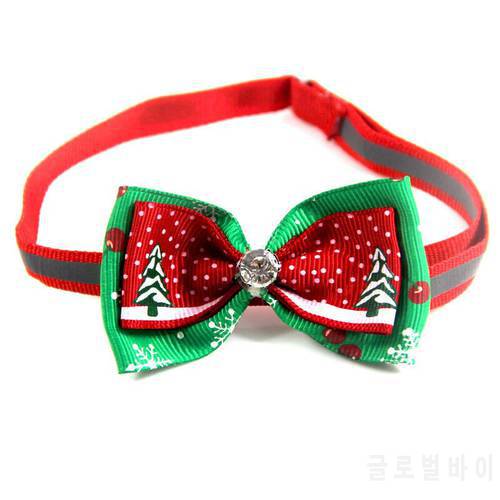 Christmas Cat Dog Collar Dog Accessories Cats Dog Bow Tie Adjustable Neck Strap Cat Dog Grooming Accessories Puppy Cat Necklace