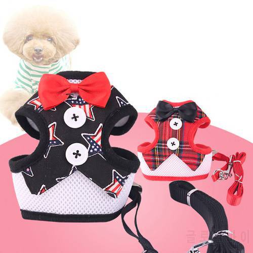 Nylon Dog Cat Harness Leash Set Vest Plaid Harness Puppy Dogs Cats Harness For Chihuahua French Bulldog Walking