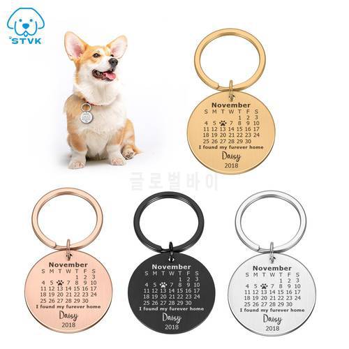 Custom Dogs Name Calendar Tags Pet Dog ID Tag Personalized Free Engraved Cat Puppy ID Tag Pet Dog Collar Accessories Pendant