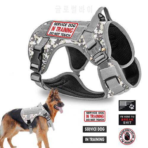 Militar Tactical Dog Harness Luxury No Pull Adjustable Pet Training Harness Vest for Medium large Dogs Service Dog Accessories