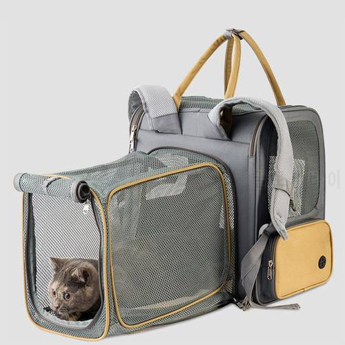Cat Bag Pet Portable Breathable Mesh Backpack Small Dogs Expandable Oxford Cloth Wear-Resistant Travel Carrier Backpack Supplies