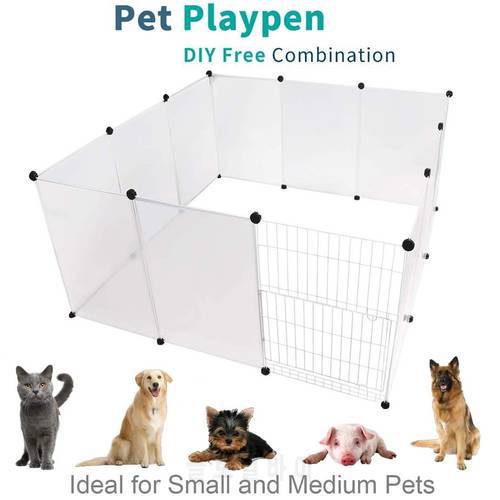 Pet Dog Fences Playpen DIY Freely Combined Multi-functional Dog Cage Yard Fence Foldable Sleep Playing Kennel House for Dogs Cat