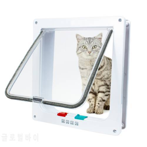 Smart Pet Door 4 Way Locking Security Lock ABS Plastic Dog Cat Flap Door Controllable Switch Direction Doors Small Pet Supplies