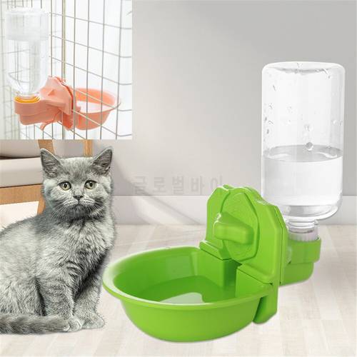 Pet Drinker Bottle Plastic Pet Drinking Water Bowl Dispenser Fountain Head Container Dispenser Feeder Hanging Kettle