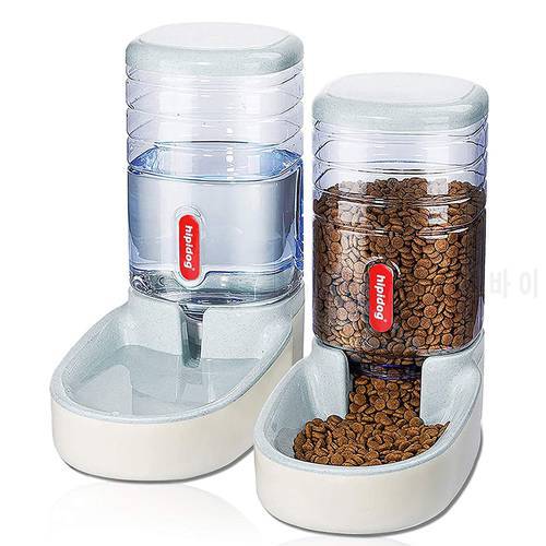 Dog Automatic Feeder Waterer Set Gravity Pet Food Dispensers Cat Water Dispenser 3.8L Large Capacity Storage Container for Dogs
