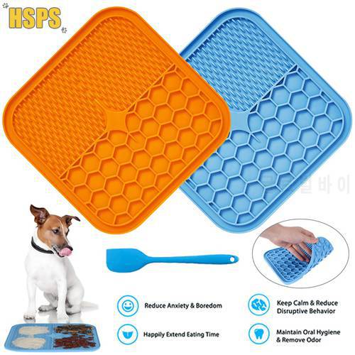 Pet Feeding Mat with scraper Slower Feeder Pad For Cat Dog Licky Licking Mat Puppy Bathing Distraction Pads Silicone Dispenser
