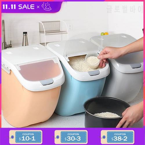 Pet Dog Food Storage Container 15L Dry Cat Food Box Bag Moisture Proof Seal Airtight with Measuring Cup Kitten Litter Products