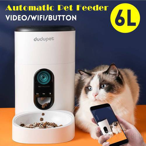 New 6L Automatic Pet Feeder For Cats APP Control Timing Feeding Voice Recorder Pet Food Dispenser Dog Feeder Video/WiFi/Button