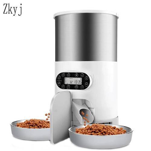 Automatic Pet Feeder Stainless Steel Dog Bowl 4.5L Pet Food Dispenser Feeder Vending Machine Large Cat and Dog 4 Meal Recorder