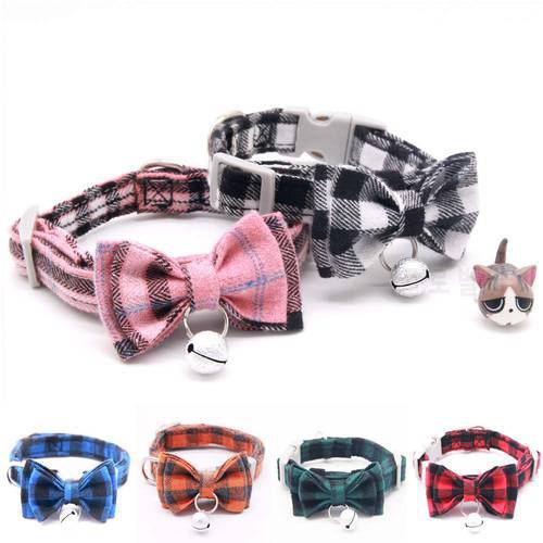 Kitten Collar with Bell bow Breakaway Adjustable Cats Collar Puppy Collar Pet Supplies Collier for Kittens 1PC