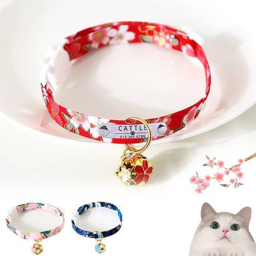 Adjustable Cute Japanese Style Cat Collar with Hollow Bell Small Pet Necklace Puppy Kitten Collars Rabbit Tie Collar Para Gato