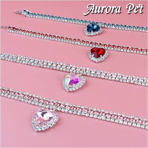 Pet Collar Cat AccessoriesPet Cat Collar Love Pendant Three Row Diamond Necklace Cat Necklace Pet Accessories Supplies CatCollar