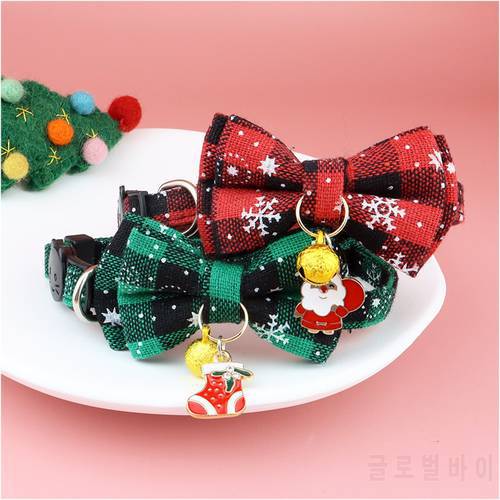 Christmas Cat Collar Big Bowknot Holiday Cats Dog Bow Tie Adjustable Neck Strap Pet Grooming Festival Puppy Kitten Cat Necklace