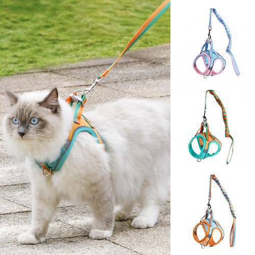 Pet Dog Leash Dog Harness Cat Lead Leash 1 Set Pet Harness Leash Anti-Escape Close Fitting Cats Chest Strap Traction Rope Kit