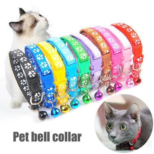 1Pc Cats Dog Collar with Bell Cartoon Funny Footprint Puppy Kittens Buckle Neck Strap Plastic Adjustable Pet Necklace Accessorie