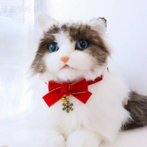 Christmas Pet Cat Dog Collar Kitten Dog Bell Safety Buckle Puppy Cat Necklace Pet Grooming Bow Tie Pet Product Xmas Supplies