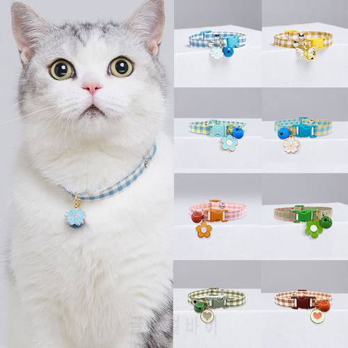 Sweet Cute Cat Collars Moon Star Pendant Adjustable Puppy Kitten Necklace Fruits Pattern Cats Universal Rabbit Collars With Bell