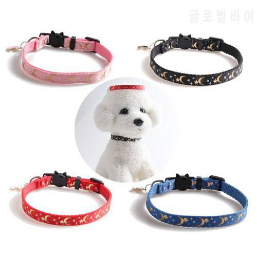 Hot 1Pc Cute Adjustable Cat Collars with Moon Star Pendant Puppy Kitten Necklace Fruits Pattern Cats Rabbit Collars with Bells