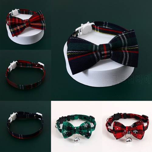 Christmas Pet Cat Dog Collars Personalized Pet Bowtie Collars with Bell for Small Medium Dogs Adjustable Pet Collar Products