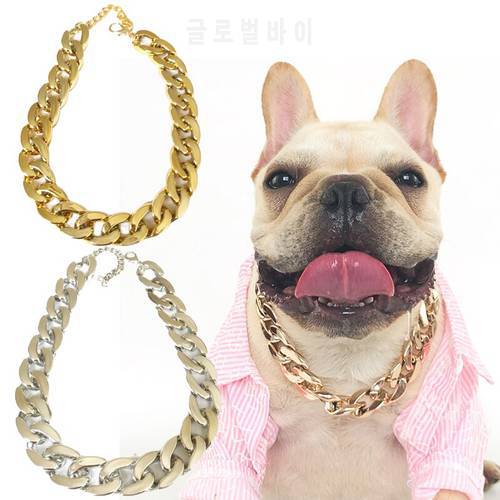 Cat Dog Collar Pet Chain Puppy Necklace Personalized Jewelry Gold Chain Plastic Collar for Dogs French Bulldogs Pet Accessories