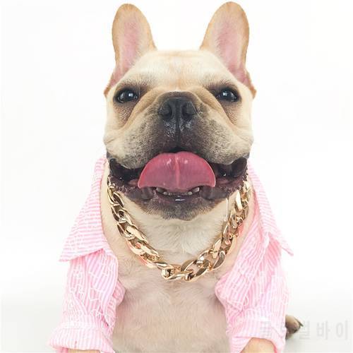 Dog Cat Collar Personalized Bulldogs Bully Plastic Adjustable Gold Silver Plated Chain for Dogs Jewelry Cat Accessories