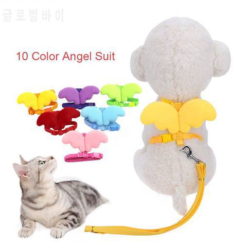 Cute Angel Pet Cat Harness and Leash Set for Small Dogs Cat Kitten Leads Leashes Adjuestable Collars Pet Accessories
