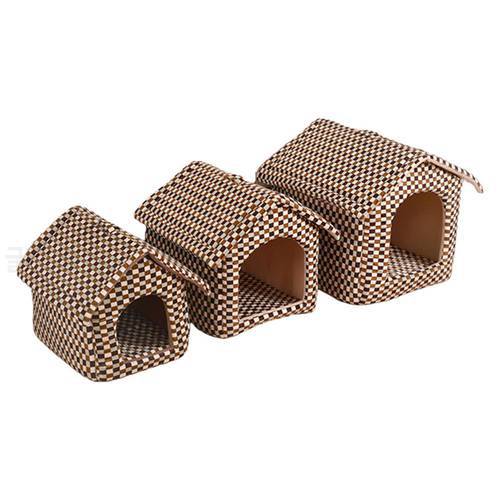 Pet House Cat Dog Nest Bed For Winter Pet Shelter Short Plush Condo Cozy Kitten Puppy Kennel Tent Warm Basket Sleeping Bed