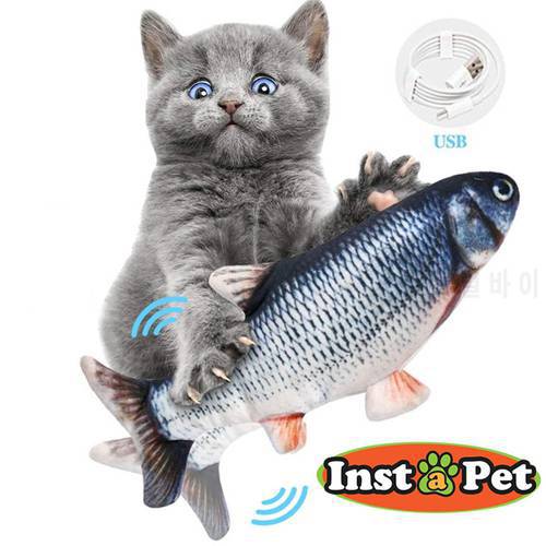 Cat USB Charger Toy Fish Interactive Electric Floppy Fish Cat Toy Realistic Pet Cats Chew Bite Toys Pet Supplies Cats Dog Toy