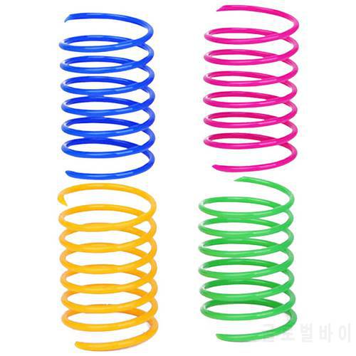 4PCS Cat Spring Toy Plastic Colorful Coil Spiral Springs Pet Action Wide Durable Interactive Toys Cat Toy Pet Favor Toy Pet Toys