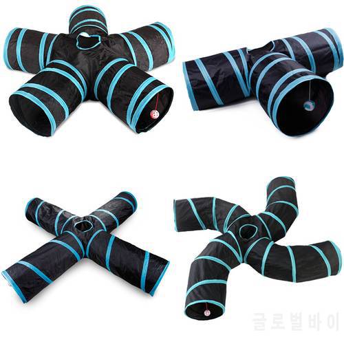 Cat Tunnel Tube 2/3/4/5 Holes Foldable Pet Play Rabbit Tunnel Collapsible Kitten Cat Toys Indoor Puppy Training Supplies for Cat
