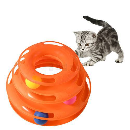 Three Levels Pet Cat Toy Tower Tracks Disc Cat Intelligence Amusement Triple Pay Disc Cat Toys Ball Training cat tunnel
