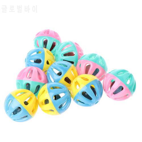 10 Pcs Cat Toy Hamster Chinchillas Cats Dog Plastic Round Hollow Double Color Bell Toys BallRetailsale