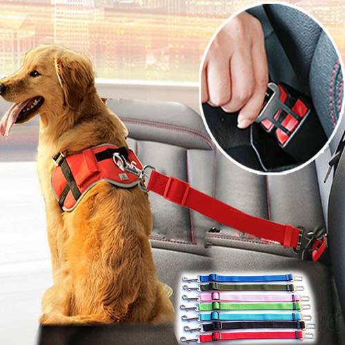 Pet Dog Car Seat Belt Buckle Leash For Dogs Small Medium Travel Clip French Bulldog Accessories Adjustable Harness Dog Leash