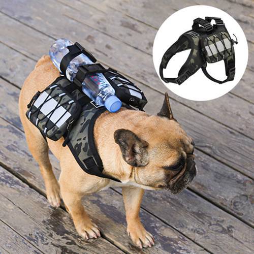 Dog Backpack Outdoor Sports Oxford Cloth Bag Dogs Self-Carrier Waterproof Camouflage Reflective Backpacks