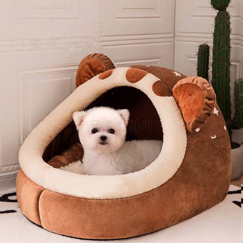 Winter Dog Bed Self-Warming Puppy House Cozy Cat Sleeping Tent Cave Beds Indoor Kitten Nest Kennel Hut for Small Medium Dog Cats
