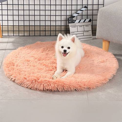 Super Soft Fluffy Pet Bed 4cm Plush Round Pet Mat Winter Warm Sleeping Bag Pet Kennel Deep Sleep Dog Mat Bed Cat Dog Products