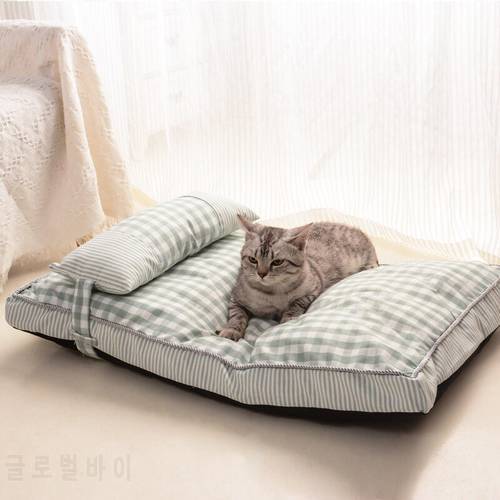 Summer Plaid Washable Dog Pads Bed Soft Pet Sleeping Sofa Cat Puppy Cooling Mat Beds