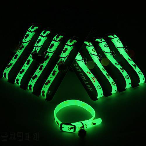 Small Dogs Collars Cute Pattern Pet Puppy Collar Anti-lost Luminous Fluorescent Silicone Neck Strap Cat Collar for Little Doggy