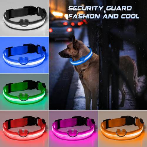 1Pc Flashing Nylon Dog Collar Pet LED Light Up Dog Leash Collar Adjustable Small Pet Luminous Safety Collar Dog Accessories