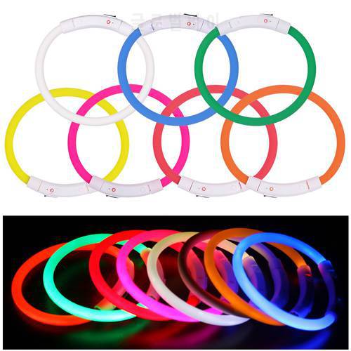 Soft Silicone Pet Dog Collar Rechargeable USB Charging LED Tube Flashing Luminous Puppy Cat Battery Night Anti-Lost PVC Collars