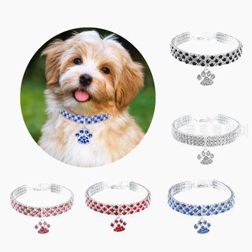 1PC Diamond Crystal Dog Collar Puppy Pet Shiny Full Rhinestone Necklace Cat Collar Fashion Decor For Pet Little Dogs Supplies
