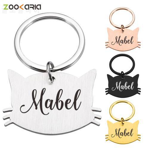 Personalized Plate Pet Tag Cat Dogs Collar Accessories Medal Free Engraving Kitten Puppy Name Engraved Lettering Cat face Badge