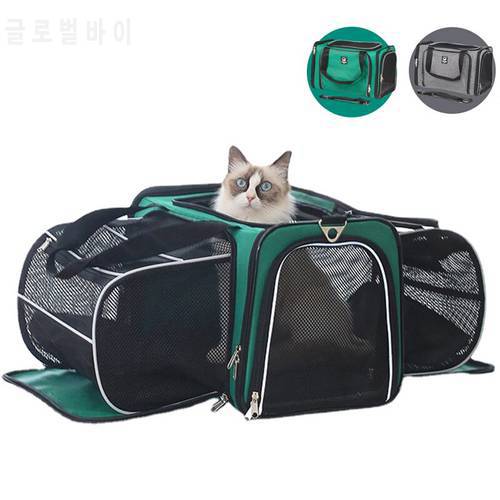 Airline Approved Pet Dog Cat Soft Carrier 2 Side Expandable Collapsible Cat Carrier bag Travel Outdoor Use for Small dogs Cat