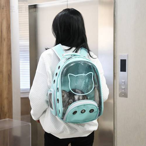 Pet Backpack Dog Carrier Large Oxford Cloth Portable Travel Backpack For Cat Transparent Grid Space Capsule Cat Bag Pet Supplies