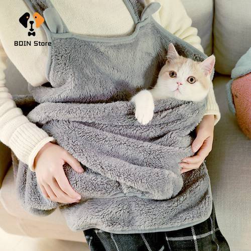 Cat Holder Carrier Apron with Pocket Cat Transport Bag Dog Sleeping Carrier Bag Travel Outdoor Puppy Anti-Cold Pet Supplies