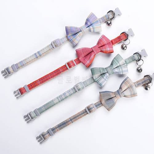 Pet Dog Cat Necklace with Bell Adjustable Neck Strap For Cat Collar Dogs Accessories Pet Dog Puppy Collar Bow Ties Pet Supplies